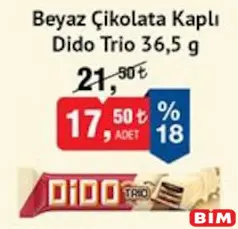 ÜLKER DİDO TRİO BEYAZ ÇİKOLATA KAPLI GOFRET 36,5 G